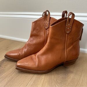 Free People Tan Leather Ankle Boots
